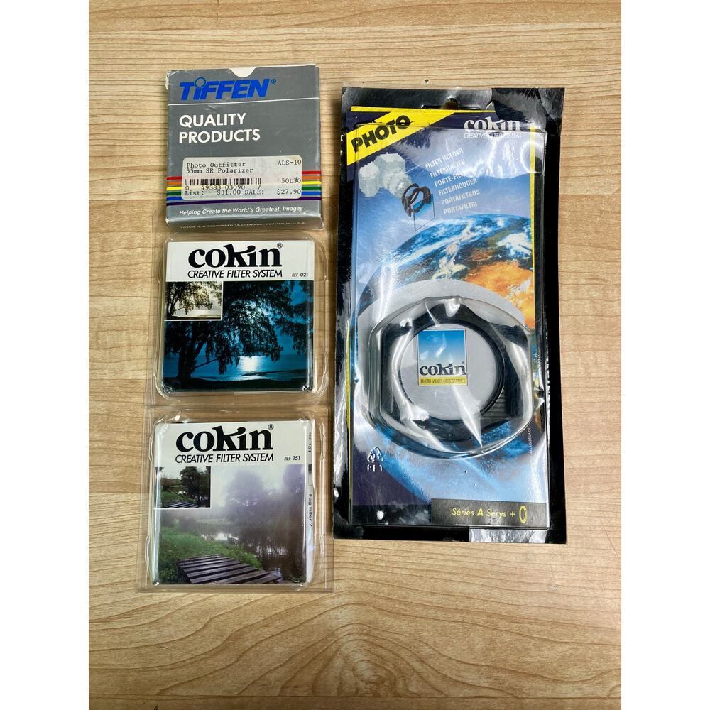Cokin Filters, Filter Holder and Tiffen 55 SR Polarizer Lens.